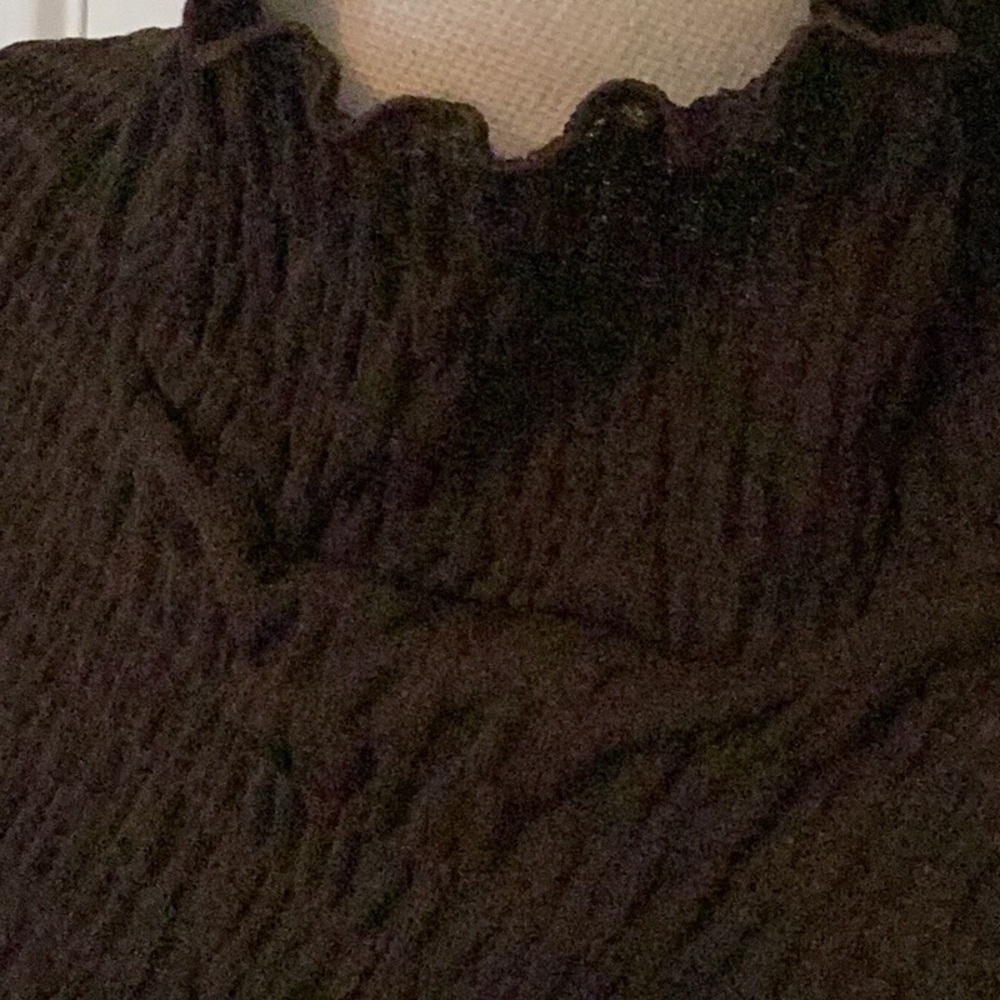 Cache Vintage Espresso Brown Ruched Sleeveless Turtleneck Top - Picture 5 of 11